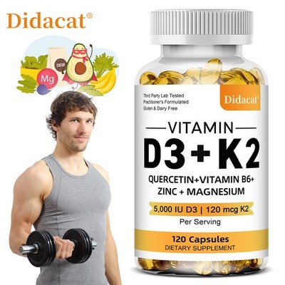 Vitamin D3 5000 IU K2 120 mcg, Vit D and K Supplement 30/60/120 capsules