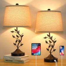3-Way Dimmable Touch Table Lamps for Living Room Set of 2 Traditional Lamps f...