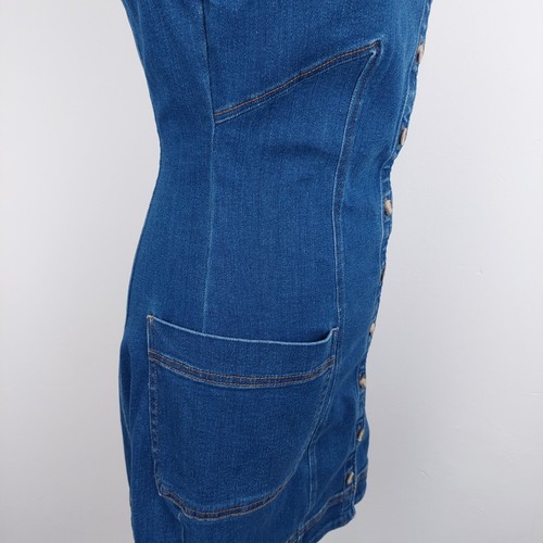 Mini Vestido Anthropologie Maeve Denim Talla S Azul Bolsillos Laterales Algodón Elástico - Imagen 5 de 17