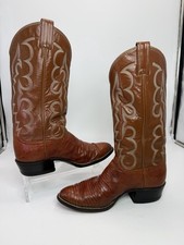 Vtg Tony Lama Black Label Men s 7D Lizard Cowboy Boots Peanut Brittle Inca 8025