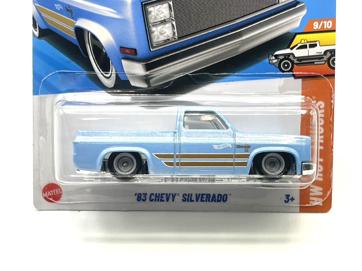 2025 Hot Wheels '83 Chevy Silverado (blue) #157 SUPER CUSTOM WHEEL