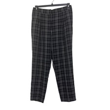 Vince Camuto Womens Black & White Plaid Pleated Dress Pants Size 8 Slim Fit