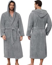 Men's Bathrobes with Hood, Soft Long Towel Robe for Men - Super Absorbent Qui...