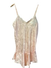 Vintage Gold Label Victorias Secret Cream Floral Beaded Chemise Night Gown Large