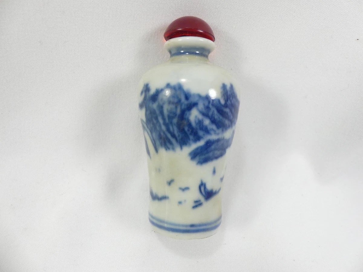 蓝色古董中国鼻烟壶| eBay