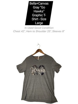 Bella + Canvas Charcoal  Go Hawks  Graphic T-Shirt | Size L