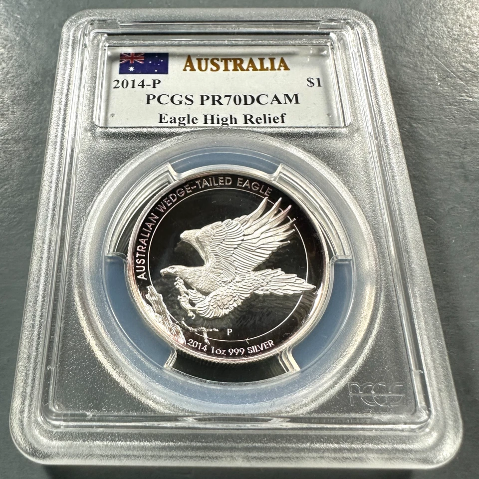 2014-P Aust. SILVER $1, Eagle High Relief, PCGS PR70 DCAM, Mercanti Sig. (86424) - Image 2 of 3