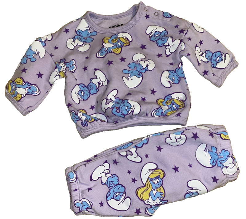 JC !WOW! SMURFS 0-3M Sweatshirt & Sweatpants Outfit Set