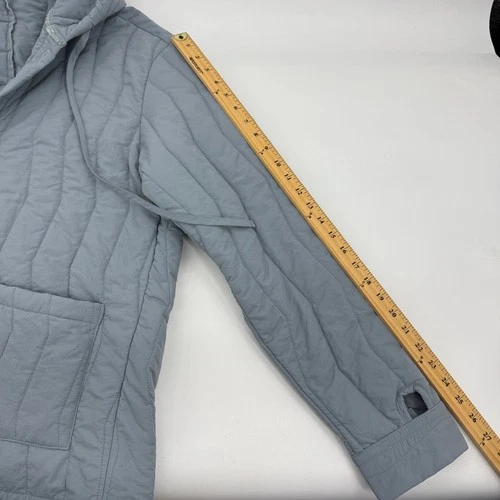 LE'FREAK Mens Quilted Button Jacket Size M Hooded Blue Green Minimalist Korean image 8