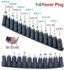 14Pcs 5.5x2.1mm Laptop Universal DC Power Jack Set Charger AC DC Adapter Plug