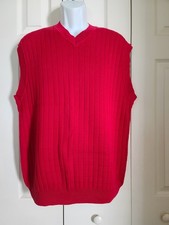 ROUNDTREE  YORKE "Tall Man" Red Cotton V-Neck Sweater Vest  LT Excellent 