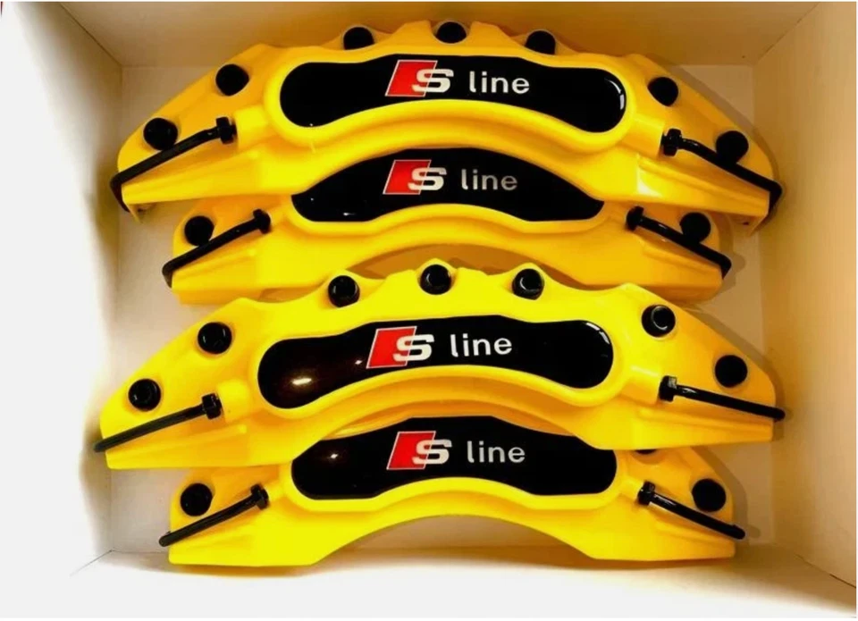 4x Yellow Brake Caliper Covers Sport Upgrade For Audi A1 A3 A4 A5 A6 Q3 Q5 RS Li - Image 4 of 4