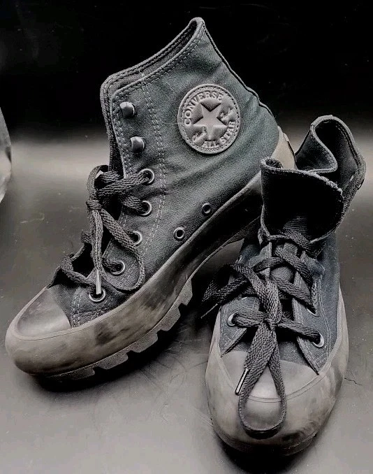 Sneakers Converse Chuck Taylor All Star donna 7 5 nere alte plateau con lacci