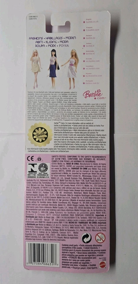 2003 芭比必需品黄色上衣粉色花朵粉色裙粉色鞋B7382 — 第 4/4 张图片