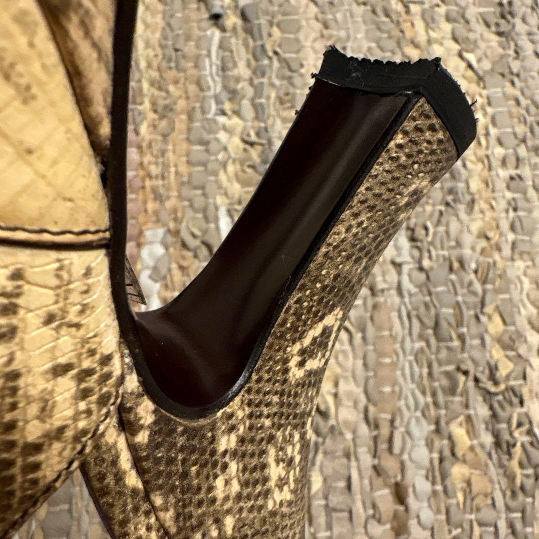 PRADA Python Print Open Toe Heels Sandals Size 38… - image 8