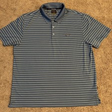 Greg Norman For Tasso Elba Play Dry Polo Shirt Mens XL Blue Striped Golf Tennis