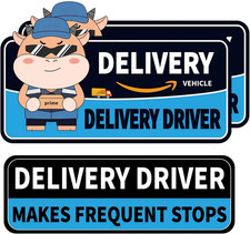 Delivery Driver Magnet for Car, Reflective Caution Frequent Stops Car Magnet, 2