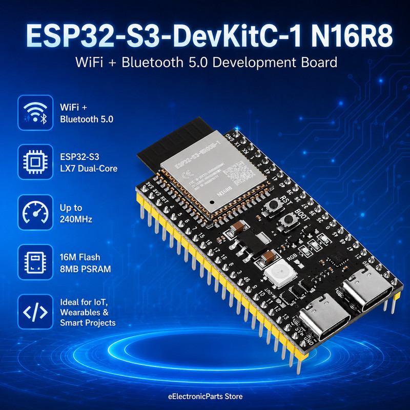 ESP32-S3-DevKitC-1 N16R8 WiFi Bluetooth 5.0 Development Board ESP32 Wireless MCU