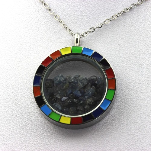Collier arc-en-ciel de pierres précieuses : perles rondelles nouées à la main, cordon de soie et chaîne en argent - France
