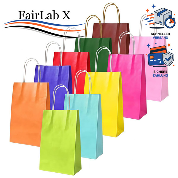 PapiertüTen Kraftpapier 10 StüCk Mit Henkel Geschenkverpackung 15X8X21Cm Farben-image