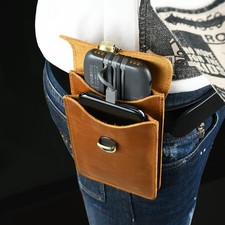 Genuine Leather Cell Phone Waist Belt Holster Loop Pack Bag​ For iPhone 17 16 15