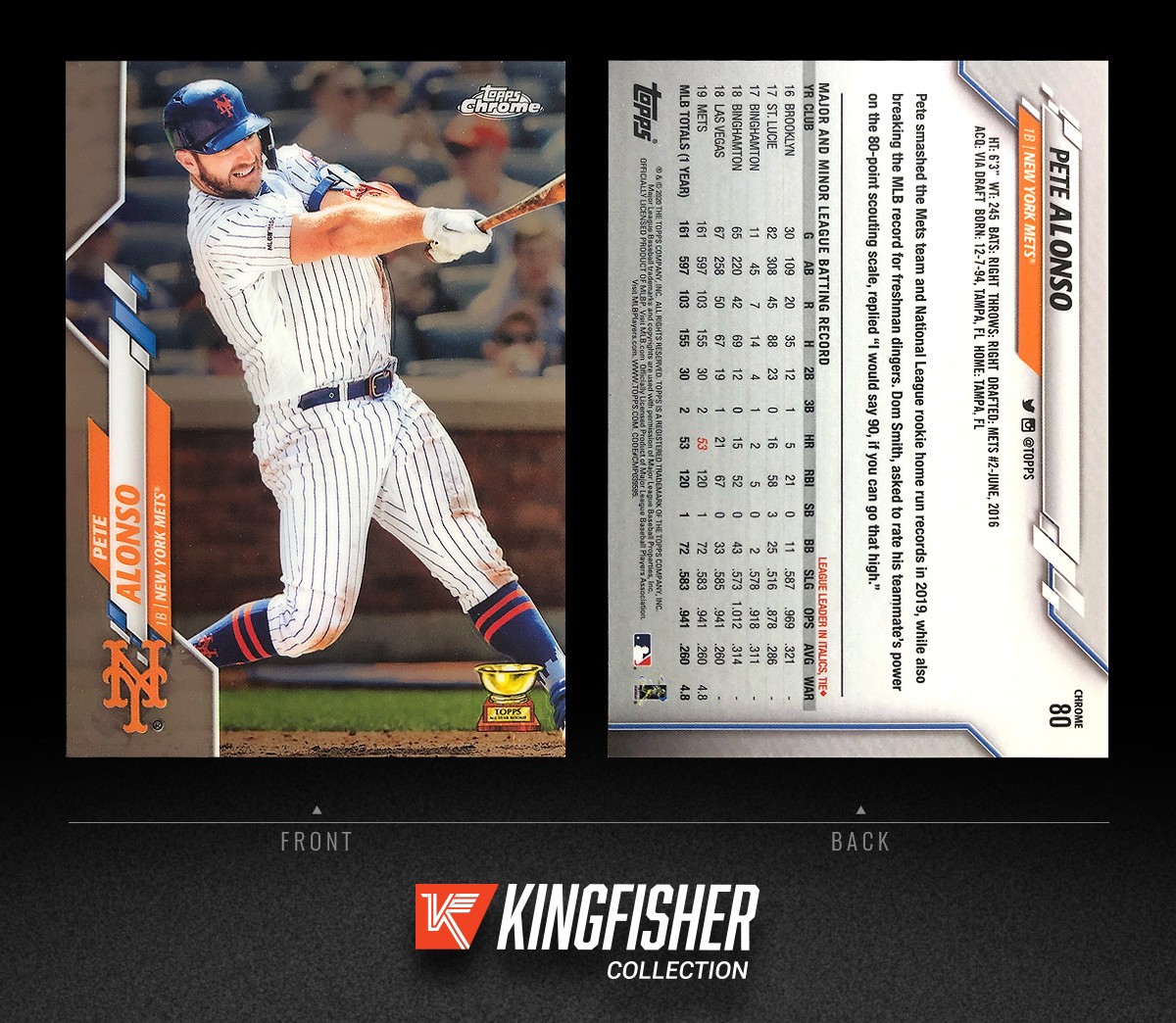 2020 Topps Chrome Pete Alonso #80 New York Mets