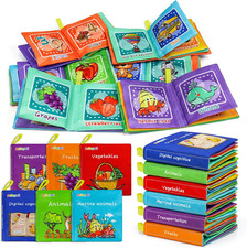 Soft Cloth Books Baby Books Bath Books 6-Pack for Baby Infant Toddler Kids Crink