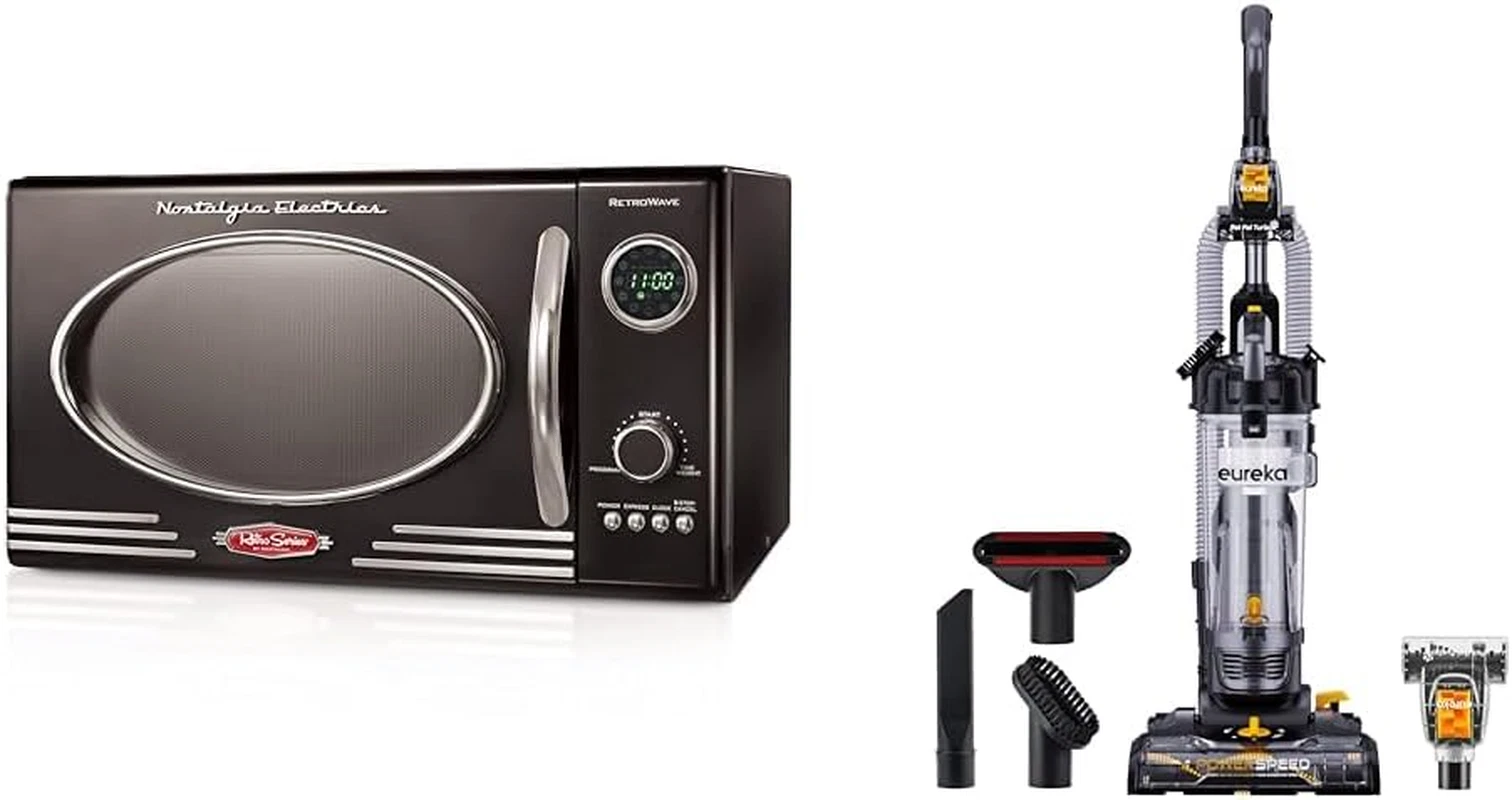 Retro 800W Microwave & EUREKA Lightweight Vacuum for All Floors