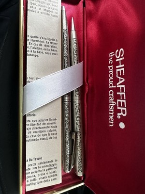 Sheaffer White Dot Vintage Grape Leaves Sterling Silver Ballpoint Pen Pencil Set