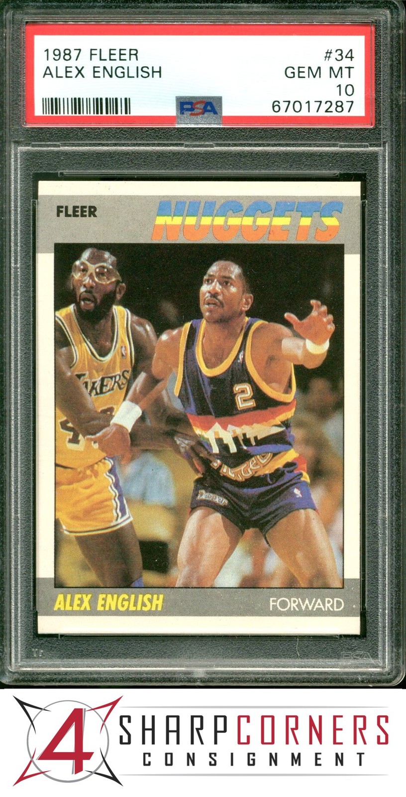 1987 FLEER #34 ALEX ENGLISH NUGGETS HOF PSA 10