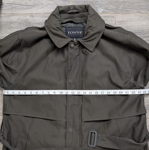 Men's Towne by London Fog Olive Green Trench Coat with Removable Liner Sz 40 Reg - Picture 10 of 12