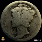 1924 Mercury dime 90% Silver Circulated AG-G US Coin "Actual Coin"