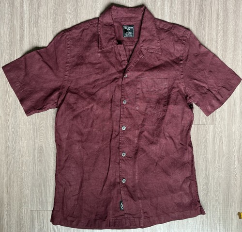 Todd Snyder Baird McNutt Sea weiches irisches Leinenhemd mit Knopfleiste XS rot