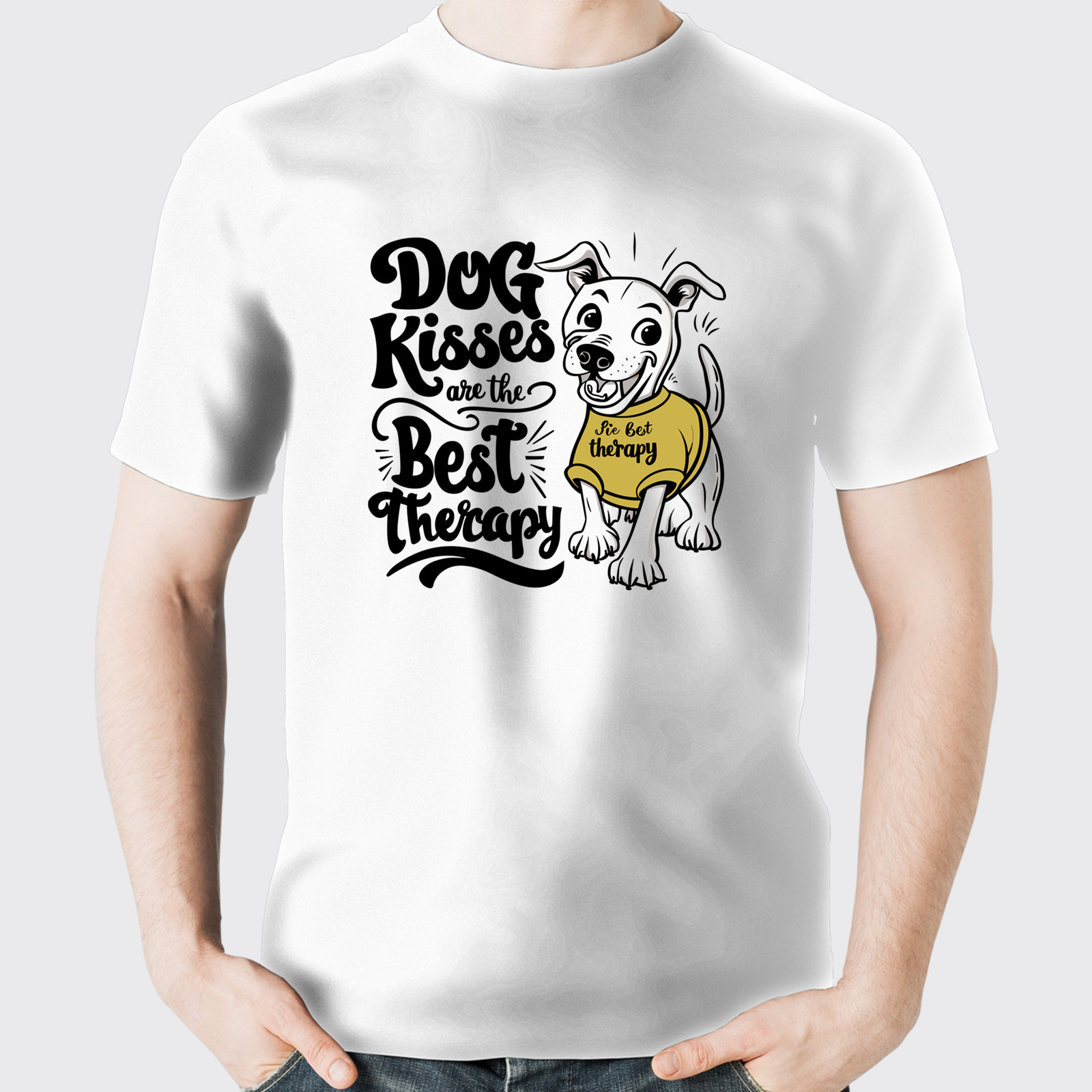 Dog Kisses Are the Best Therapy T-Shirt | Cute Dog Lover Tee | Funny Pet Gift