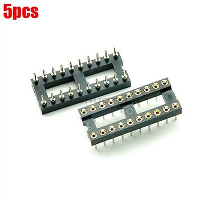 5Pcs Machined Sip 20Pin Dip Round Sockets Adaptor Solder Type Gold Plated Ic ni