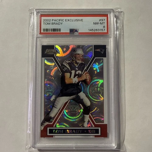 2002 Pacific Exclusive #97 Tom Brady PSA 8
