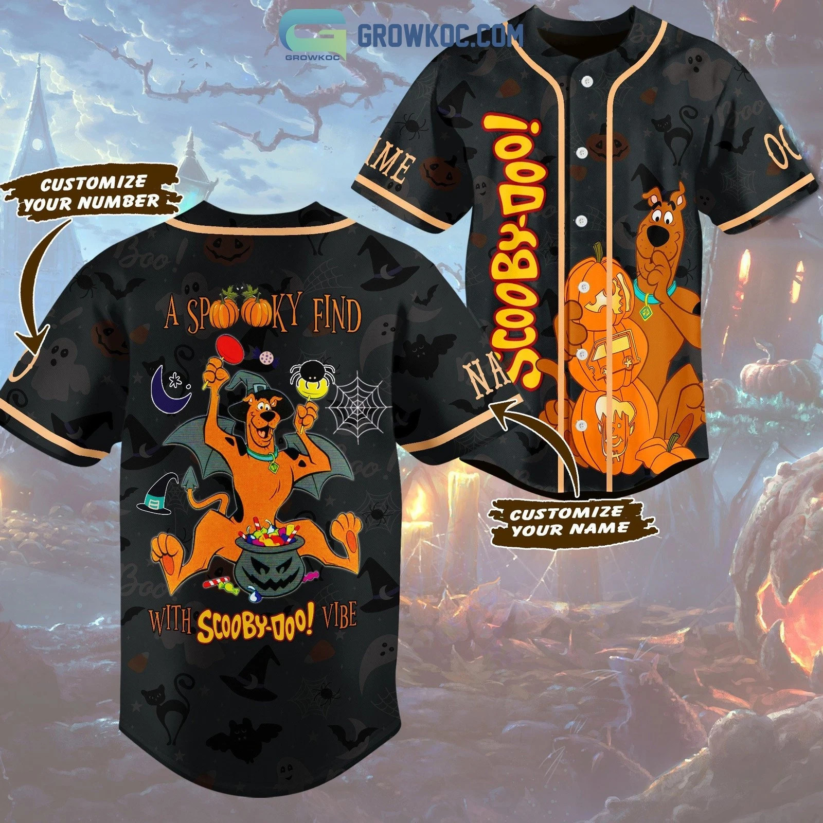 A Spooky Find With Scooby Doo Halloween Personalized Baseball Jersey BO2164