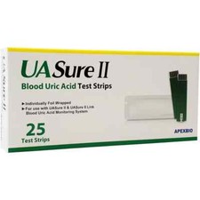 UASure II Uric Acid Test Strips - UA Sure. Box of 25 - Original - 2026