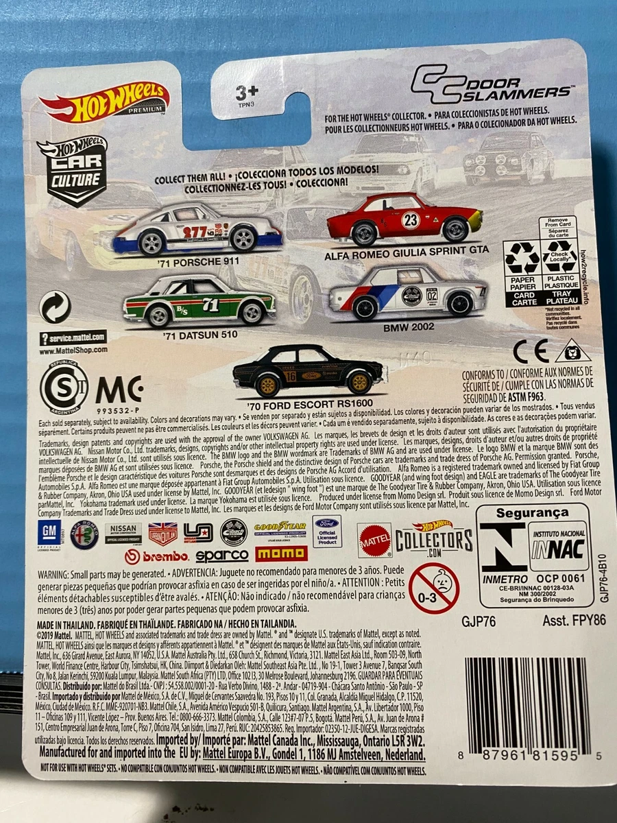 1/64 HOT WHEELS REAL RIDERS CAR CULTURE 1971 PORSCHE 911 #277 DOOR SLAMMERS 1/5