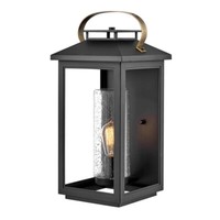 AußEnlampe Wandleuchte Wandlampe Balkonlampe Schwarz Glas IP44 1X E27 H 51,8 Cm