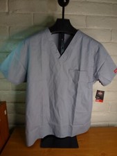 Dickies Scrubs EDS Unisex Scrub Top 83706 Gray - Dickies Signature - Size Large
