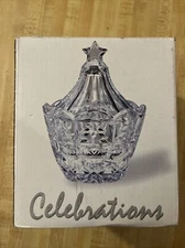 NIB Celebrations "Christmas"  6 1/4" Covered Candy Box  24% Lead Crystal