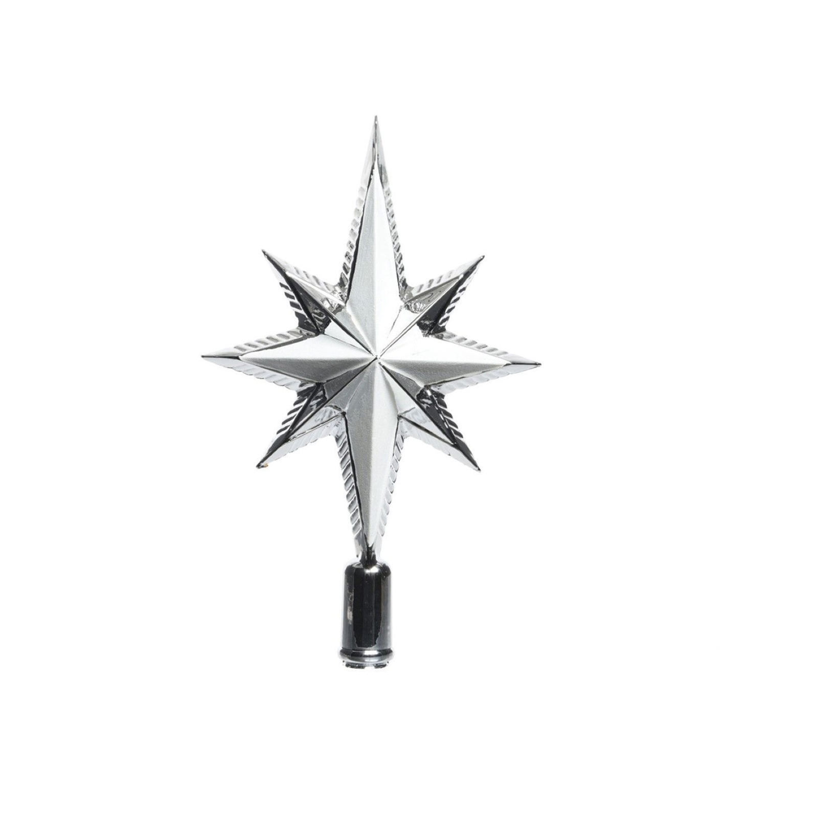 Silver Christmas Tree Star Topper Luxury Shatterproof Glitter Star