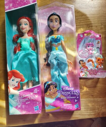 Disney Princess Ariel and Jasmine Dolls and Mini Palace Pets Toys - Brand New  - Picture 1 of 5