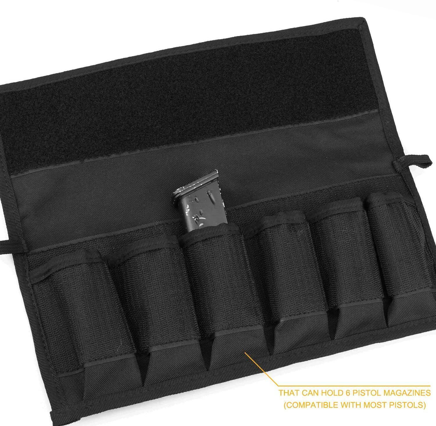 6 Slot 9mm Tactical Pistol Double Stack Mag Holder Bag w/Strap Magazine Pouch US-image