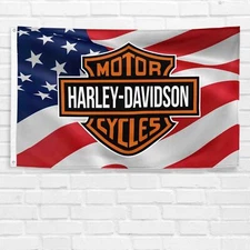 Harley Davidson Motorcycle USA Flag 3x5 ft Legendary Banner Garden Garage Sign
