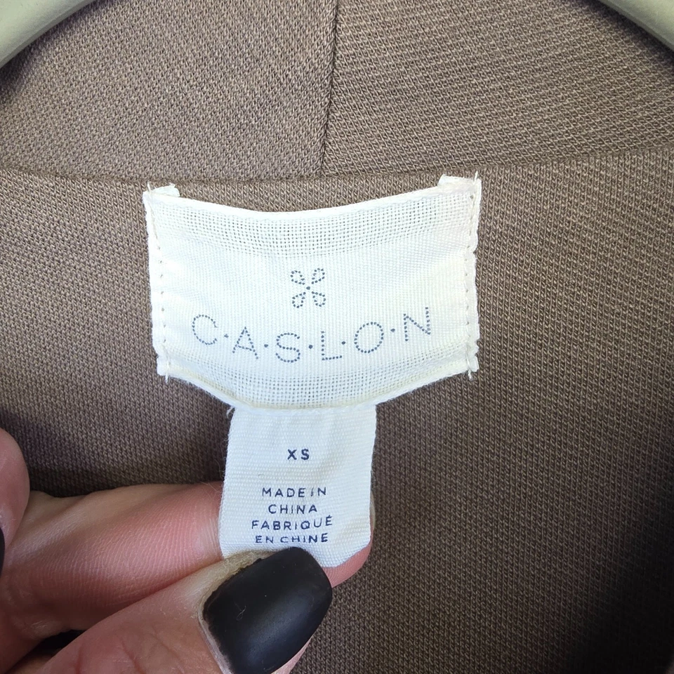 Chaqueta corta Caslon para mujer XS marrón cremallera moto elástica Anthropologie Preppy Foto 2 de 4