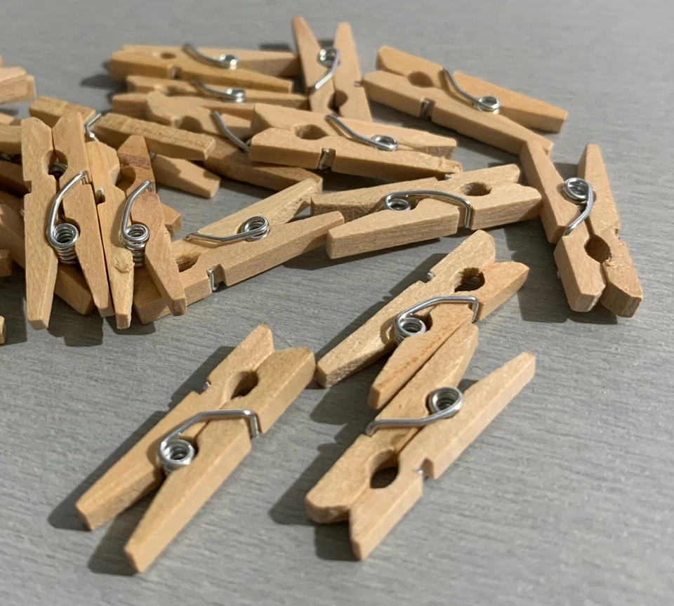 Kleine Holzklammern Klammern Wäscheklammern Clip Holz Geschenk Basteln Bauen DIY - Bild 2 von 2