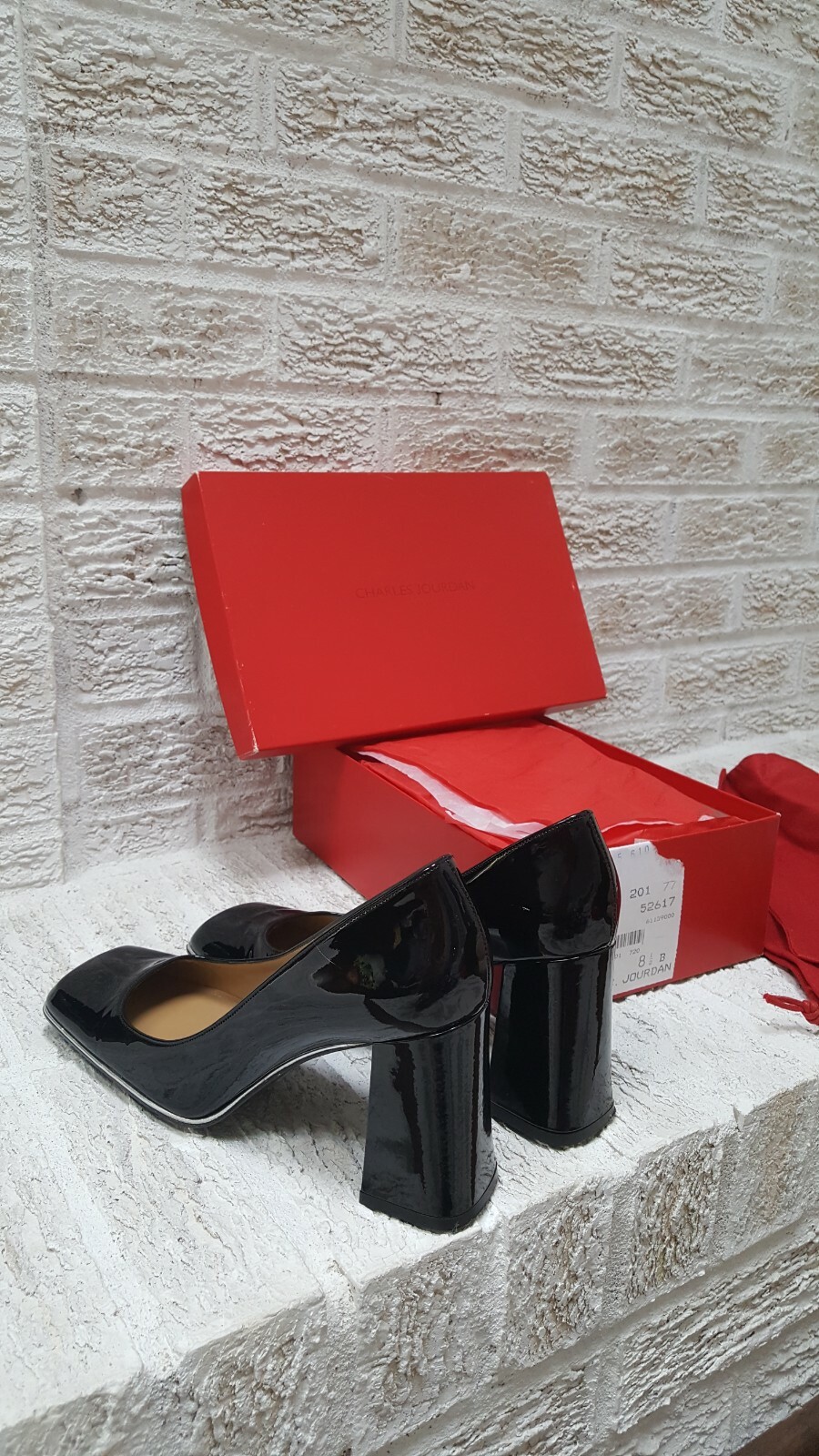 Vintage Charles Jourdan women shoes 8.5 B BLACK leather square toe