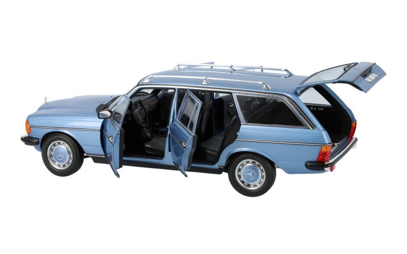 B66040671 Mercedes 200 S123 Diamond Blue Dealer Edition Norev